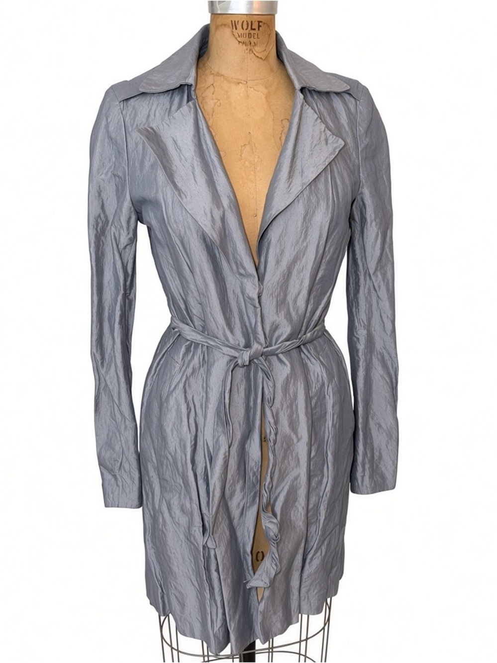 Ann Taylor Silver-Gray Crinkle Trench Coat